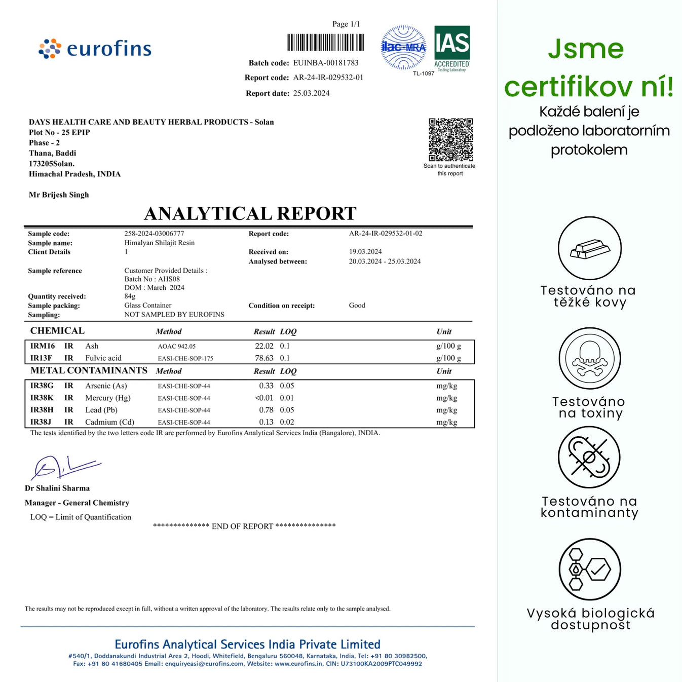 Wellness Nest Shilajit Gummies - Certifikace